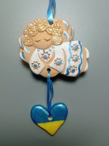 Ангелик Ангелик з підвісочкою- українським сердечком ліворуч (7 см. блакитний) - зображення 2