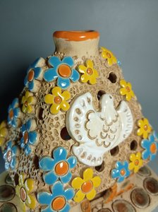 Українська хатинка з голубами та квітами (15 см. прямокутна) - зображення 2