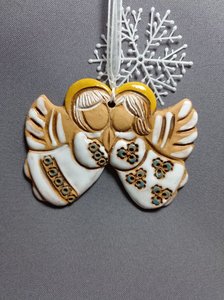 Янголи-пара підвісочка 11см. (глазуровані білі) - зображення 2