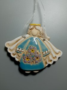 Янгол-підвісочка дівчинка з німбом 11,5 см (блакитний) глазурований - зображення 2