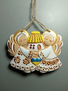 Пара янголів з хатинкою 12 см. (золотаві) - зображення 1