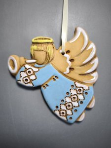 Янгол-підвісочка з сопілкою ліворуч (12 смбакитний) глазурований - зображення 1