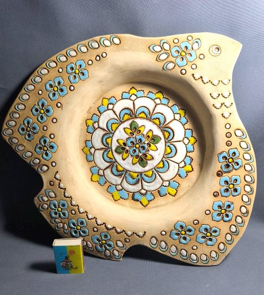 Блюдо Велика кольорова птаха (38*39 см) з незначною мікротріщинкою - зображення 1