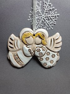 Янголи-пара підвісочка 11см. (глазуровані білі) - зображення 1