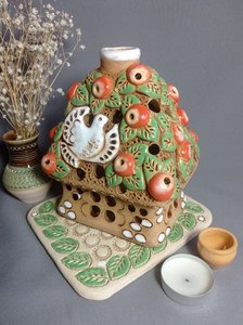 Хатинка з яблучками та голубом  (15 см. прямокутна) - зображення 4