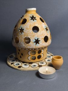 Хатинка з зірочками глазурована (14 см.маленька кругла) - зображення 1
