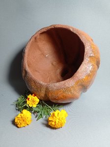 Гарбуз натуралістичний великий (без дна , важкий з шамотної глини) - зображення 3