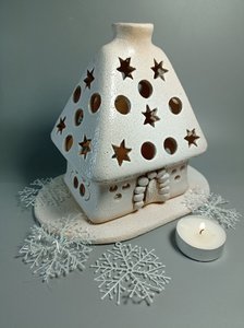 Біла зоряна хатика прямокутна (15 см. глазурована) - зображення 1