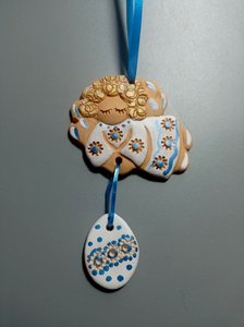 Янгол-підвісочка з писанкою ліворуч (7 см. блакитний) - зображення 1