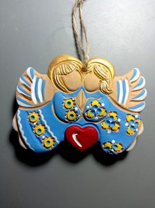 Янголи - пара з сердечком 11см. (блакитне платтячко) - зображення 2